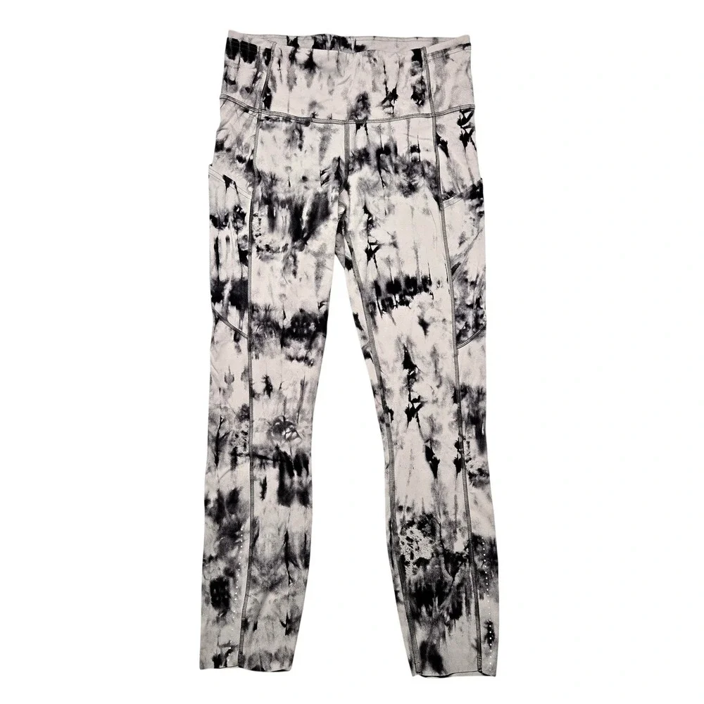 Lululemon Leggings Womens 8 Gray Tie Dye High Rise Ankle Pockets Athletic‎ Yoga